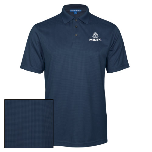  Navy Performance Fine Jacquard Polo - Mines Center Stacked