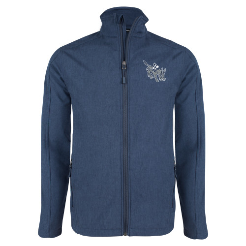  Navy Heather Softshell Jacket - Colorado School of Mines Blaster the Burro Mascot