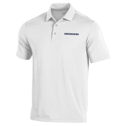  Under Armour White T2 Performance Polo - Colorado School of Mines Orediggers Wordmark