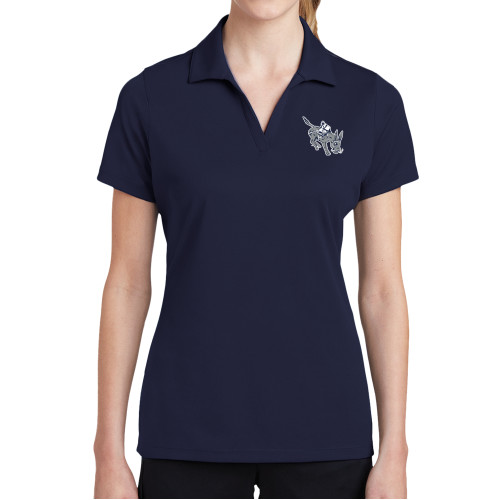  Womens Navy Dry Mesh Polo - Colorado School of Mines Blaster the Burro Mascot