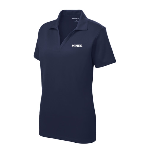  Womens Navy Dry Mesh Polo - Mines Wordmark