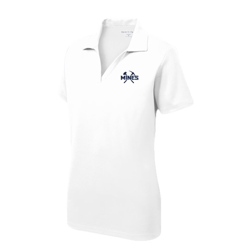  Womens White Dry Mesh Polo - Colorado School of Mines Athletic Lockup