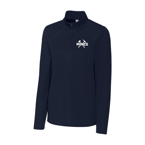  C&B Womens Dark Navy Clique Ice Pique Half Zip - Colorado School of Mines Athletic Lockup