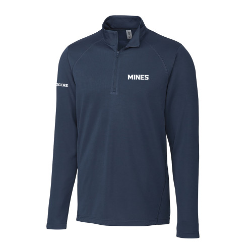  C&B Dark Navy Clique Ice Pique Half Zip - Mines Wordmark