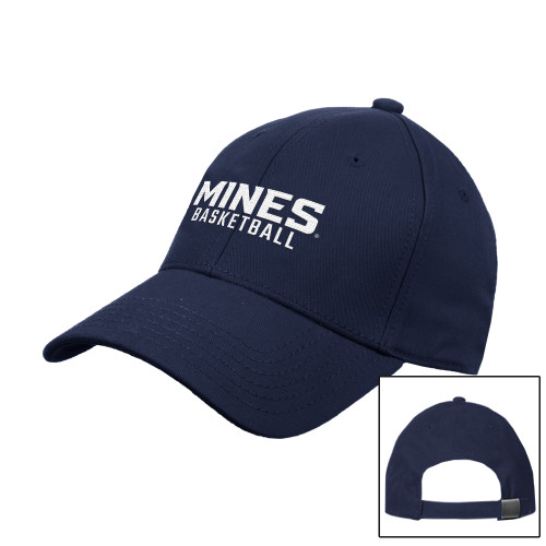  Navy Structured Adjustable Pro Style Hat - Mines Basketball Stacked