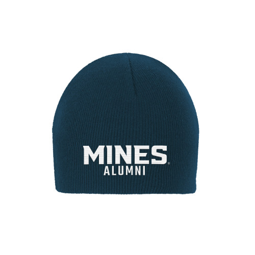  Navy Knit Beanie - Mines Alumni Stacked