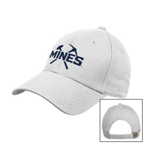  White Structured Adjustable Pro Style Hat - Colorado School of Mines Athletic Lockup