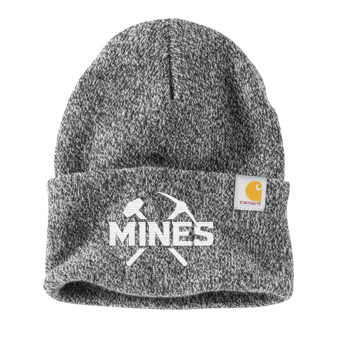  Carhartt Black/White Knit Beanie w/Cuff - Colorado School of Mines Athletic Lockup