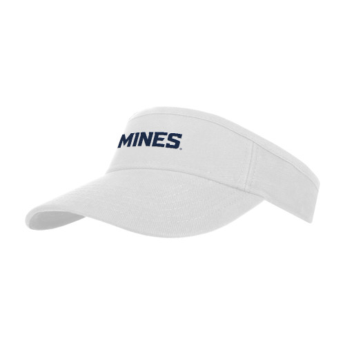  White Brushed Bull Denim Visor - Mines Wordmark