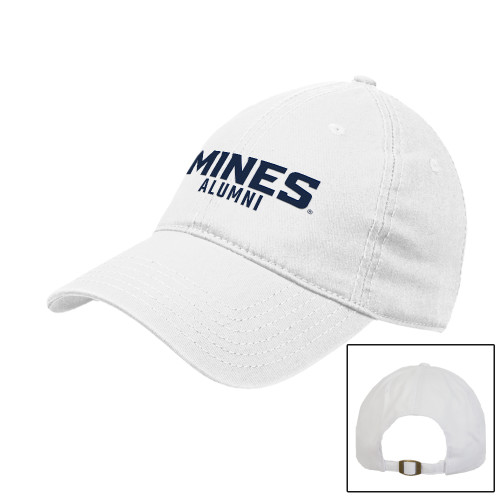  White Unstructured Adjustable Low Profile Hat - Mines Alumni Stacked