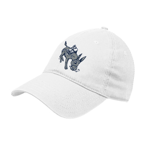  White Unstructured Adjustable Low Profile Hat - Colorado School of Mines Blaster the Burro Mascot