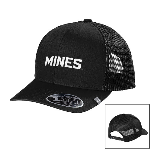  TravisMathew Black Trucker Cap - Mines Wordmark