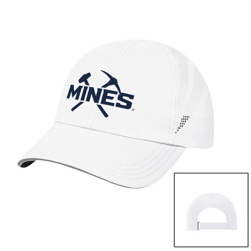  Womens White Performance Cap - Colorado School of Mines Athletic Lockup