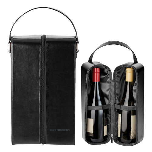  Fabrizio Black Duel Wine Carrying Case - Colorado School of Mines Orediggers Wordmark Engraved