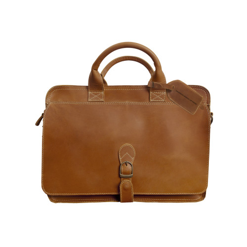  Canyon Tan Texas Briefcase - Colorado School of Mines Wordmark Flat Engraved