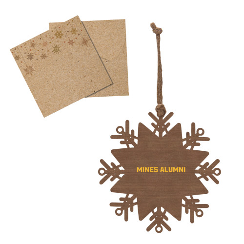  Wood Snowflake Ornament - Mines Alumni Flat Engraved