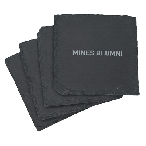  Slate Coaster Set - Mines Alumni Flat Engraved