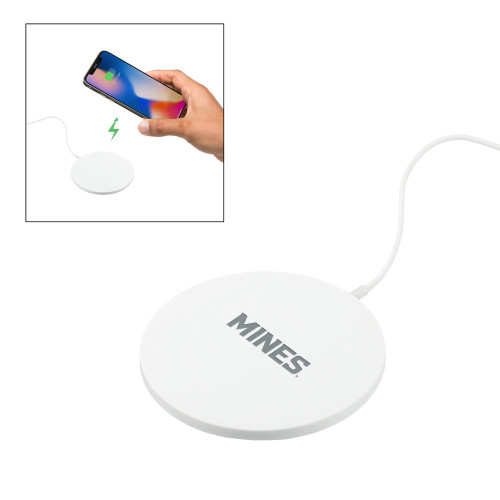  Ultra Thin Wireless White Charging Pad - Mines Wordmark Engraved