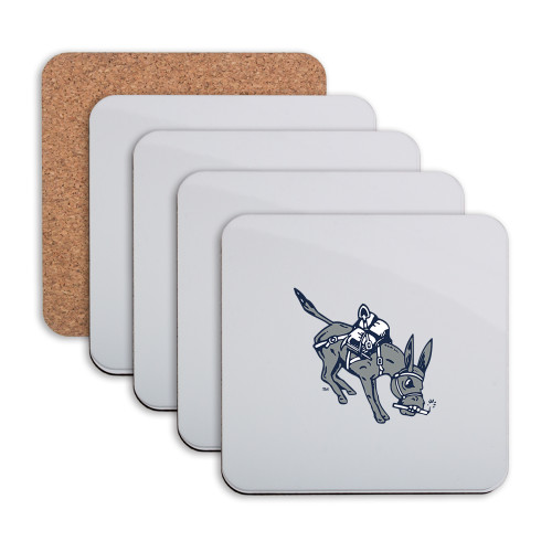  Hardboard Coaster w/Cork Backing 4/set - Colorado School of Mines Blaster the Burro Mascot