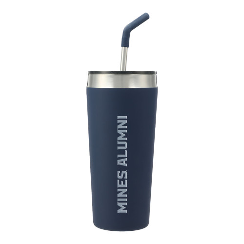  Faye Navy Vacuum Tumbler w/ Stainless Steel Straw 20 oz - Mines Alumni Flat Engraved