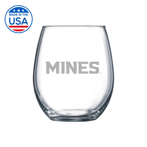  Libbey Stemless Glass 17oz - Mines Wordmark Engraved