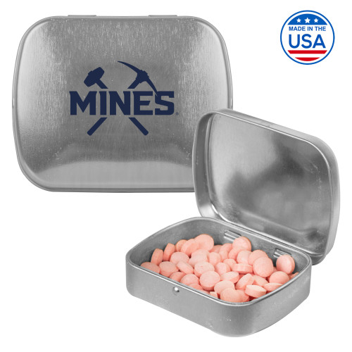  Silver Rectangular Peppermint Tin - Colorado School of Mines Athletic Lockup