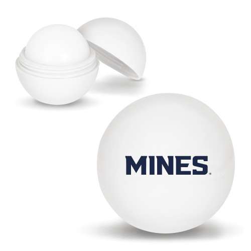  White Lip Moisturizer Ball - Mines Wordmark