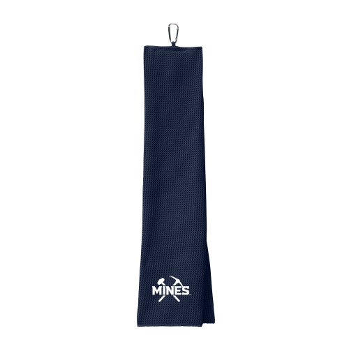  Navy Waffle Microfiber Golf Towel - Colorado School of Mines Athletic Lockup