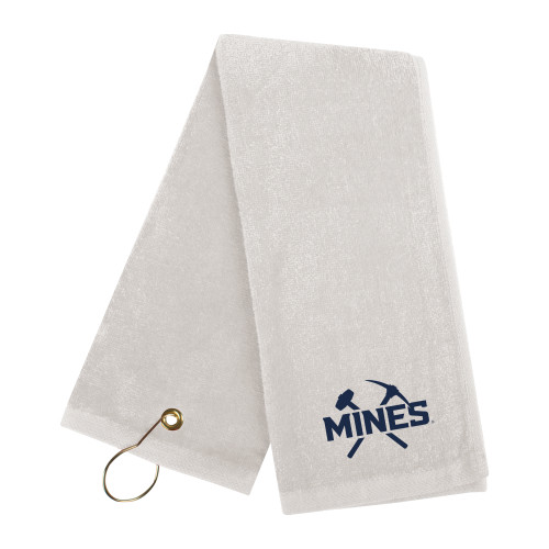  White Golf Towel - Colorado School of Mines Athletic Lockup