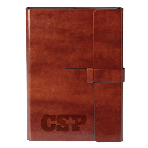  Fabrizio Brown Portfolio w/Loop Closure - Primary Mark Engraved