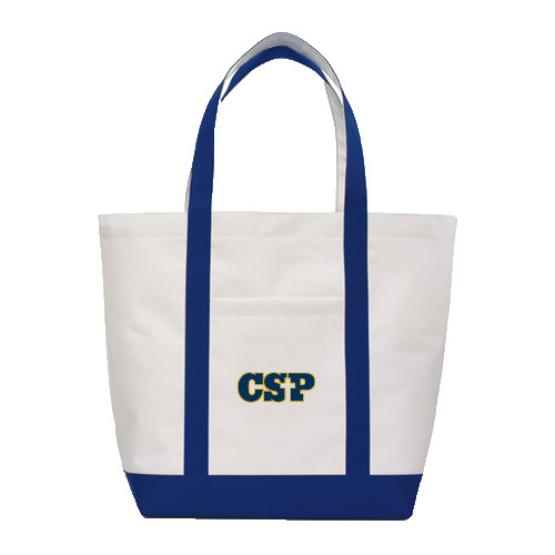  Contender White/Navy Canvas Tote - Primary Mark