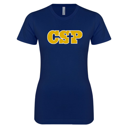  Next Level Womens Navy Boyfriend Tee - Primary Mark