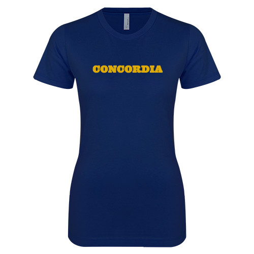  Next Level Womens Navy Boyfriend Tee - Concordia Wordmark