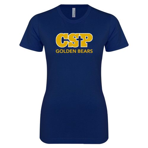  Next Level Womens Navy Boyfriend Tee - CSP Golden Bears Stacked