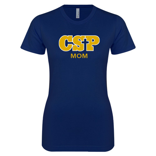  Next Level Womens Navy Boyfriend Tee - Mom