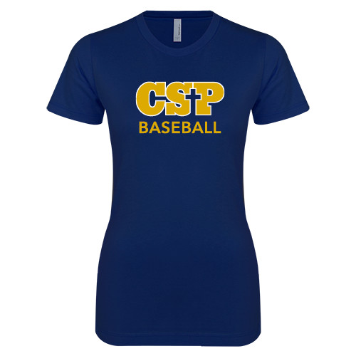  Next Level Womens Navy Boyfriend Tee - Baseball