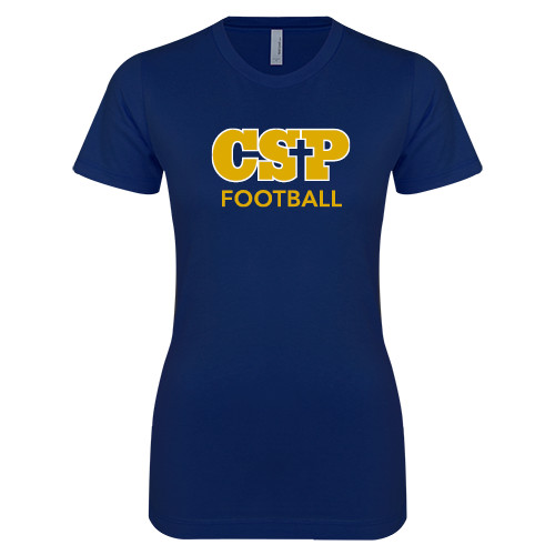  Next Level Womens Navy Boyfriend Tee - Football