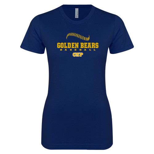  Next Level Womens Navy Boyfriend Tee - Baseball Seams Design