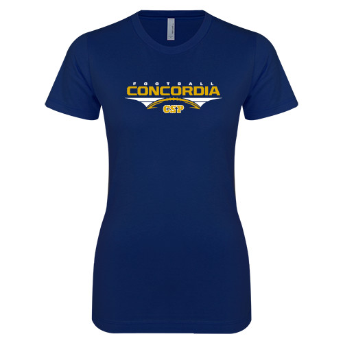  Next Level Womens Navy Boyfriend Tee - Football Geometric Design