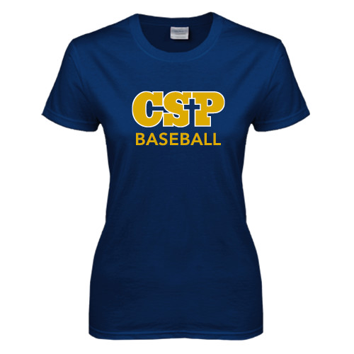  Womens Short Sleeve Navy Tee - Baseball