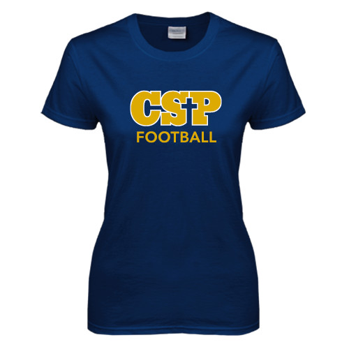  Womens Short Sleeve Navy Tee - Football