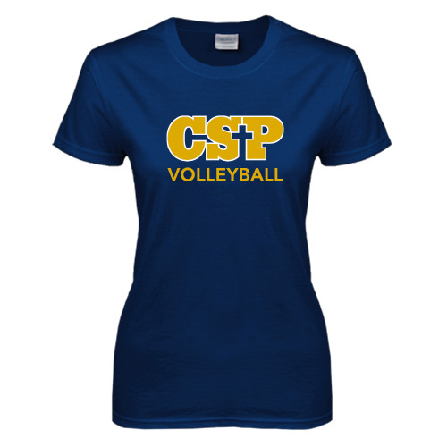  Womens Short Sleeve Navy Tee - Volleyball