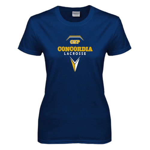  Womens Short Sleeve Navy Tee - Lacrosse Geometric Stick