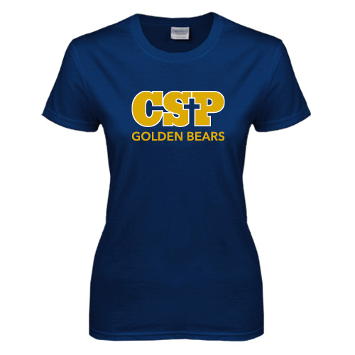  Womens Short Sleeve Navy Tee - CSP Golden Bears Stacked
