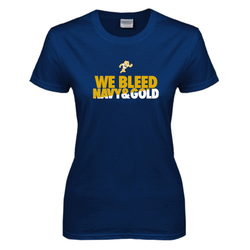  Womens Short Sleeve Navy Tee - We Bleed Navy and Gold