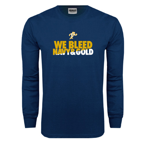  Navy Long Sleeve T-Shirt - We Bleed Navy and Gold