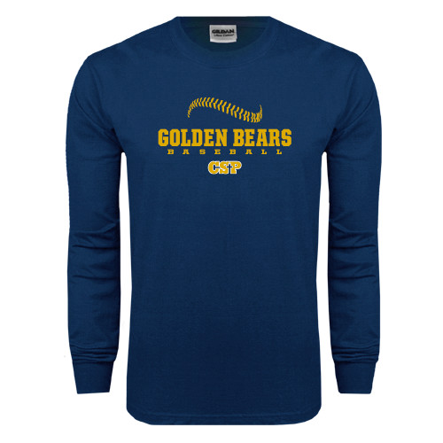  Navy Long Sleeve T-Shirt - Baseball Seams Design