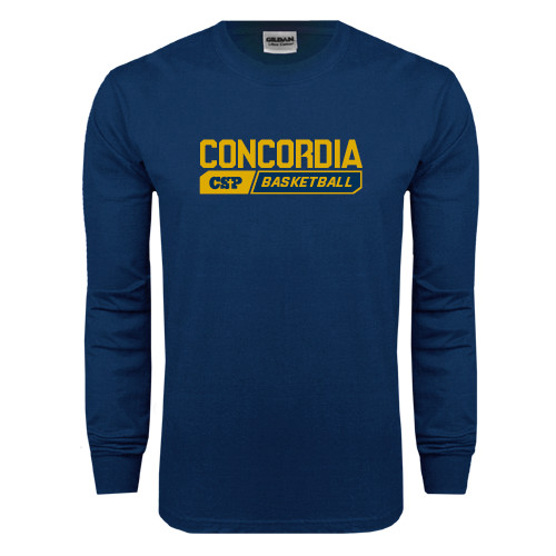  Navy Long Sleeve T-Shirt - Block Basketball Design