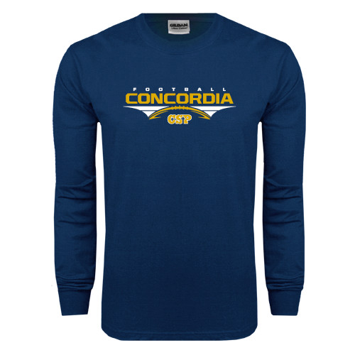  Navy Long Sleeve T-Shirt - Football Geometric Design