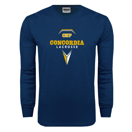  Navy Long Sleeve T-Shirt - Lacrosse Geometric Stick